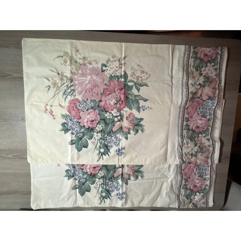 Vintage Floral Pillowcases‎ Pair Peony Wildflower Cottagecore Country Grannycore